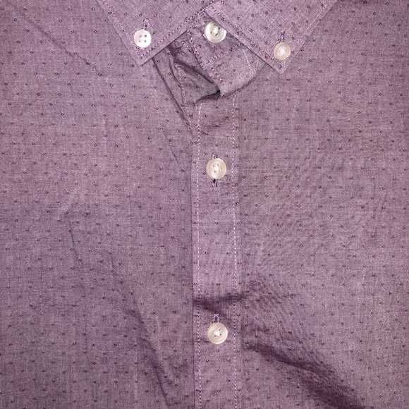 DKNY Slim Fit Mauve Polka Button Down, 17.5-32/33 - Picture 3 of 5